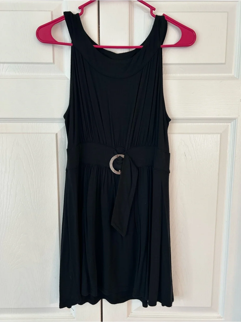 NWOT Michael Kors Women’s Black Logo Buckle Belted Tunic Blouse Shirt Size S
